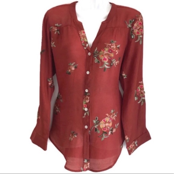Anthropologie Fig & Flower embroidered button front blouse Size 3X - Picture 8 of 8